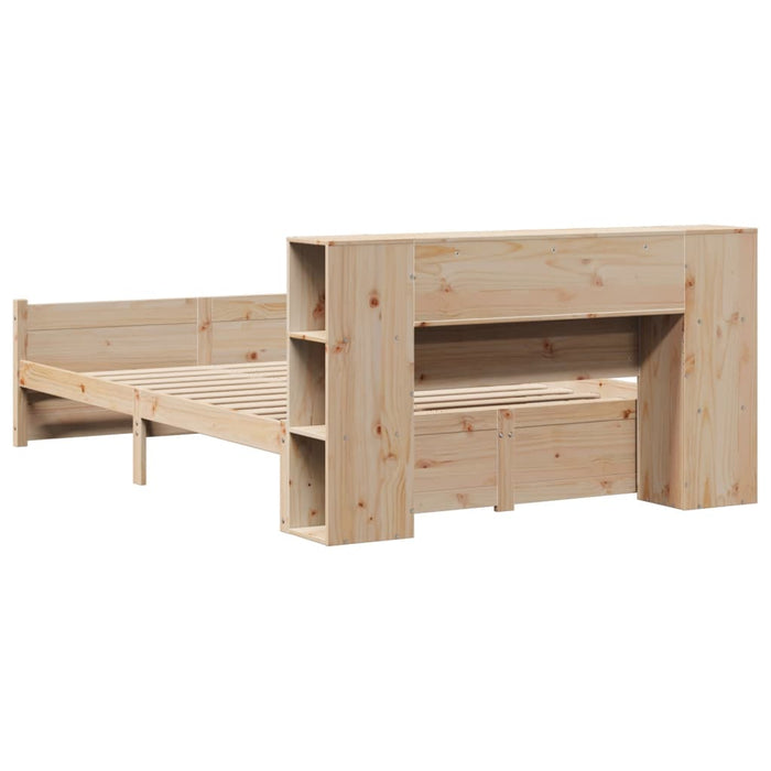 Pat cu bibliotecă fără saltea, 135x190 cm, lemn masiv de pin - WALTI WALTI