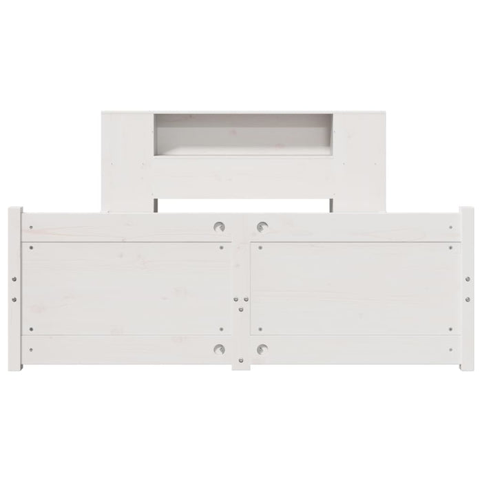 Pat cu bibliotecă fără saltea, alb, 135x190 cm, lemn masiv pin - WALTI WALTI