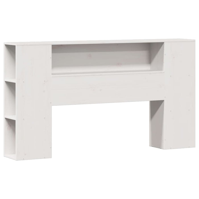 Pat cu bibliotecă fără saltea, alb, 135x190 cm, lemn masiv pin - WALTI WALTI