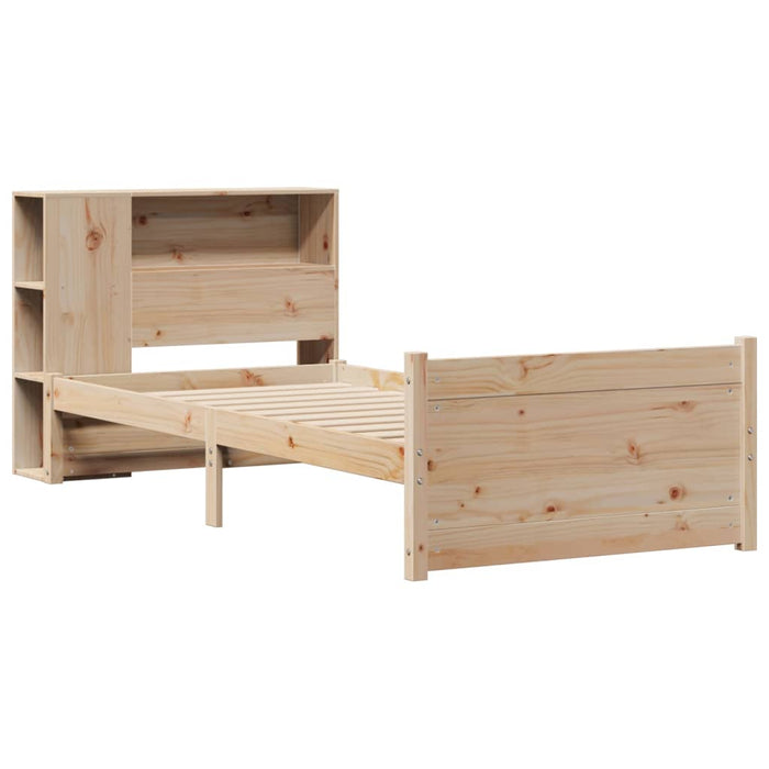 Pat cu bibliotecă fără saltea, 75x190 cm, lemn masiv de pin WALTI
