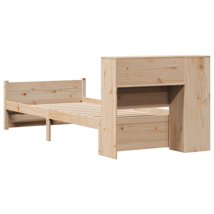Pat cu bibliotecă fără saltea, 75x190 cm, lemn masiv de pin WALTI