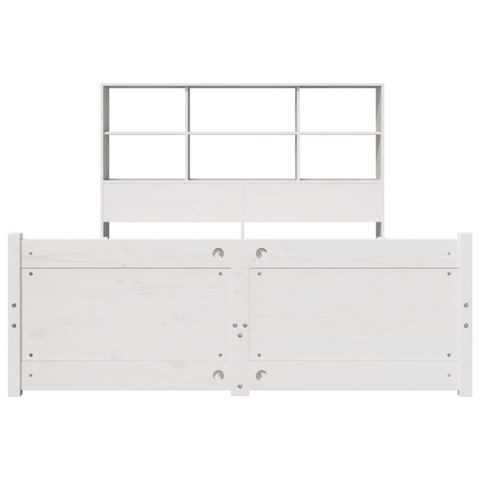 Pat cu bibliotecă fără saltea, alb, 140x200 cm, lemn masiv pin - WALTI WALTI