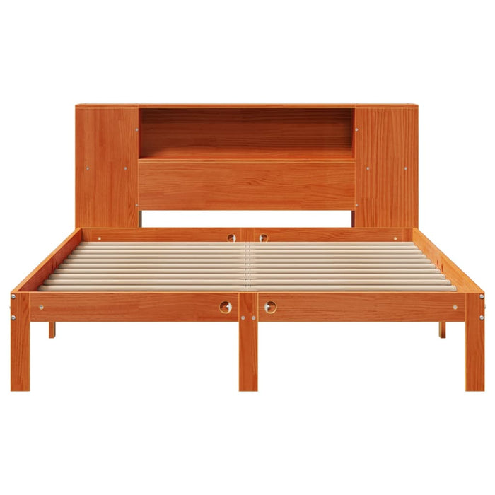 Pat cu bibliotecă fără saltea maro 135x190 cm lemn masiv de pin - WALTI WALTI