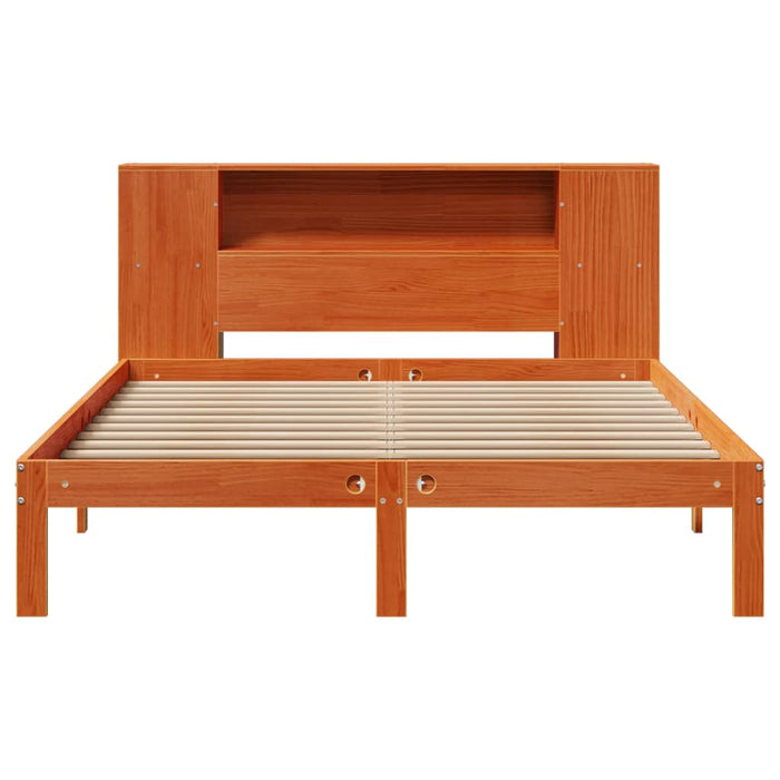 Pat cu bibliotecă fără saltea maro 140x200 cm lemn masiv de pin - WALTI WALTI