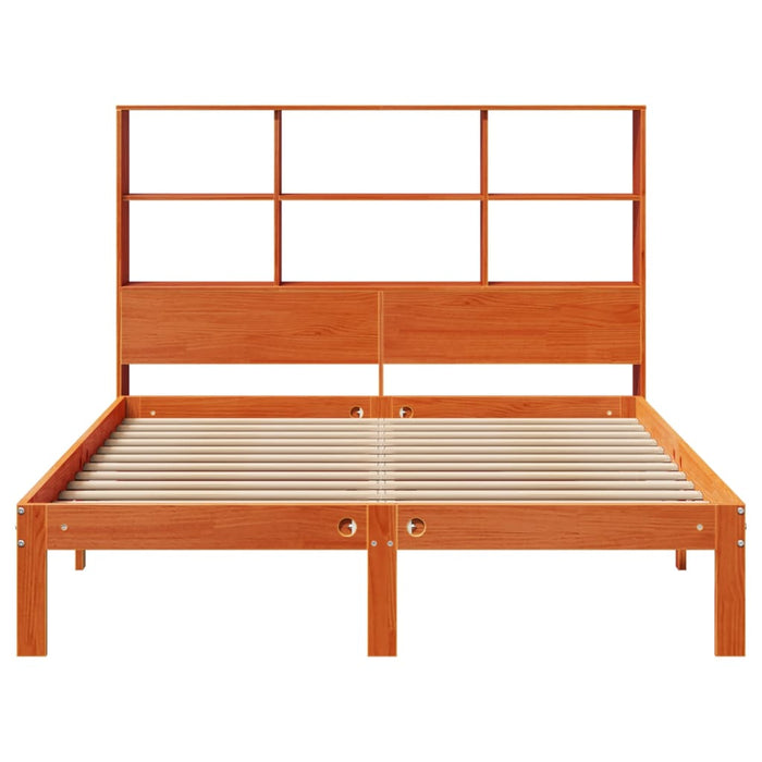 Pat cu bibliotecă fără saltea maro 140x190 cm lemn masiv de pin - WALTI WALTI