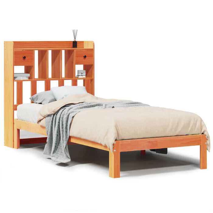Pat bibliotecă fără saltea maro ceruit 75x190 cm lemn masiv pin WALTI
