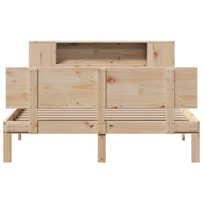 Pat cu bibliotecă fără saltea, 135x190 cm, lemn masiv de pin WALTI