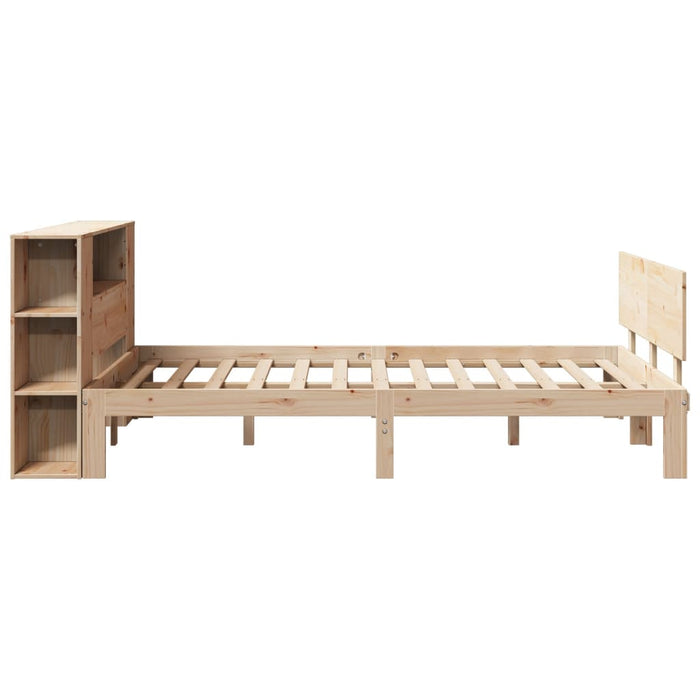 Pat cu bibliotecă fără saltea, 135x190 cm, lemn masiv de pin WALTI