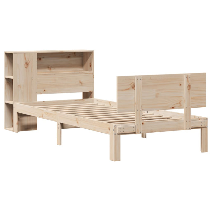 Pat cu bibliotecă fără saltea, 75x190 cm, lemn masiv de pin WALTI