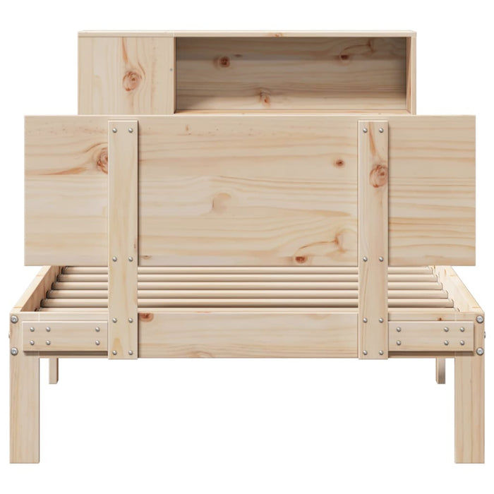 Pat cu bibliotecă fără saltea, 75x190 cm, lemn masiv de pin WALTI