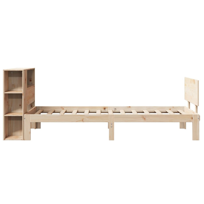 Pat cu bibliotecă fără saltea, 75x190 cm, lemn masiv de pin WALTI