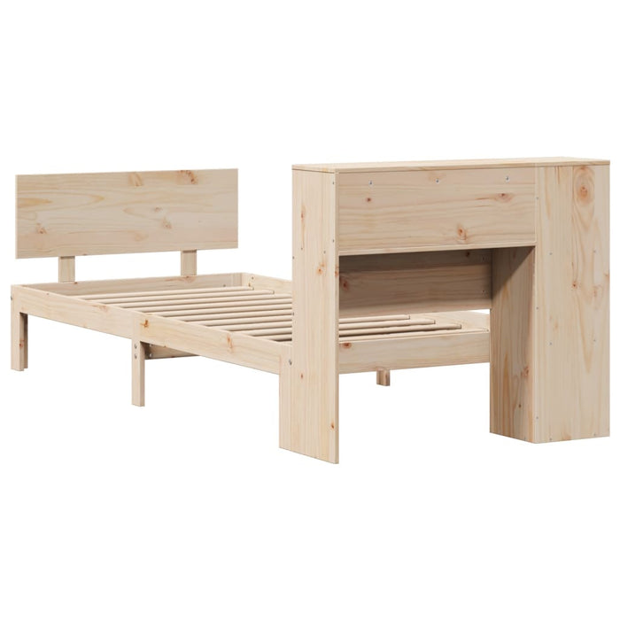 Pat cu bibliotecă fără saltea, 75x190 cm, lemn masiv de pin WALTI