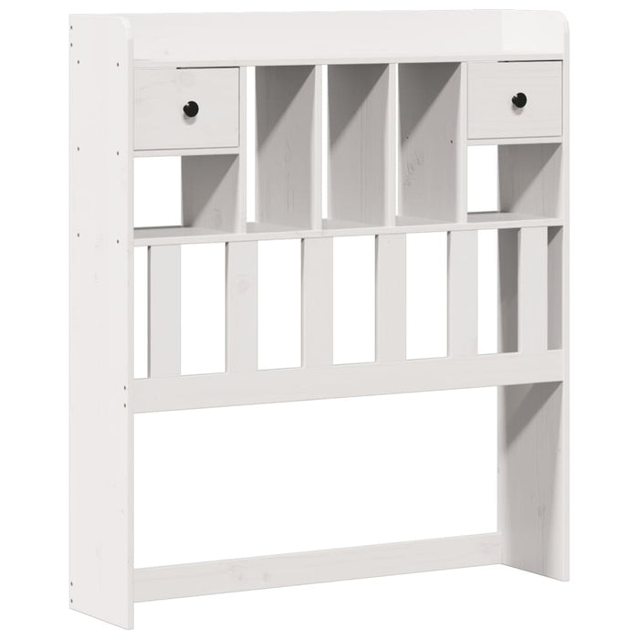 Pat cu bibliotecă fără saltea, alb, 90x190 cm, lemn masiv pin WALTI