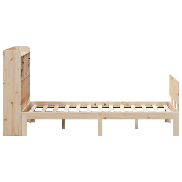 Pat cu bibliotecă fără saltea, 135x190 cm, lemn masiv de pin WALTI