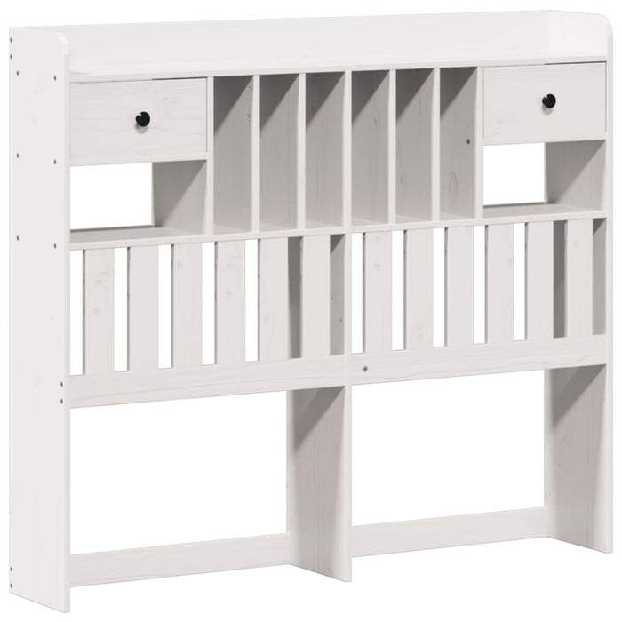 Pat cu bibliotecă fără saltea, alb, 135x190 cm, lemn masiv pin WALTI