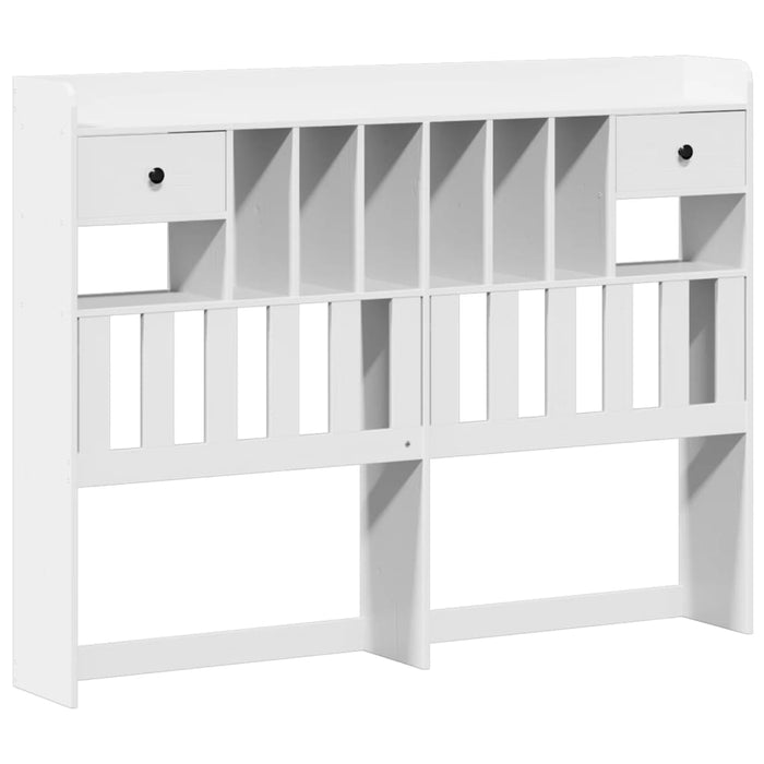 Pat cu bibliotecă fără saltea, alb, 160x200 cm, lemn masiv pin WALTI