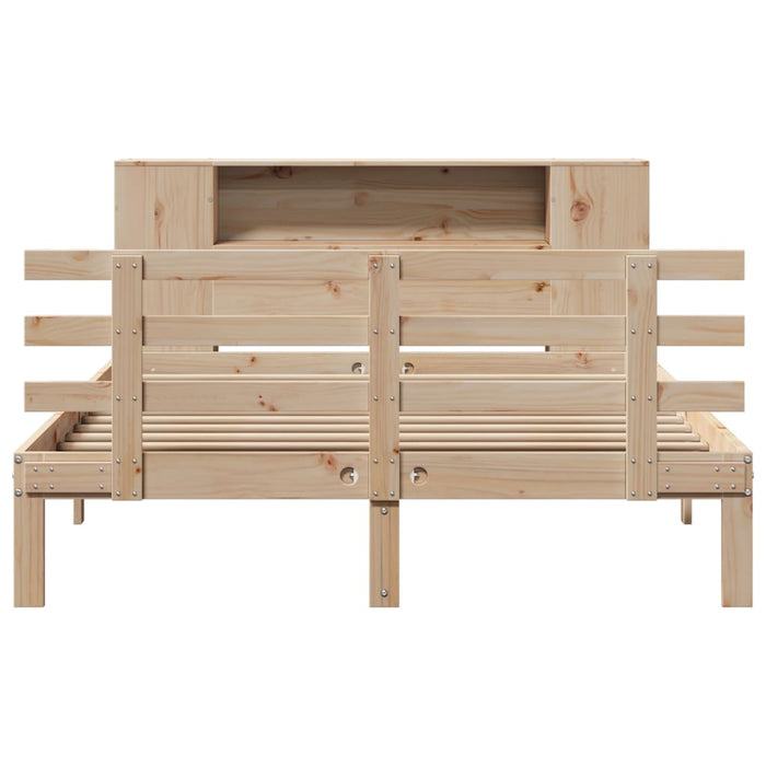 Pat cu bibliotecă fără saltea, 135x190 cm, lemn masiv de pin WALTI