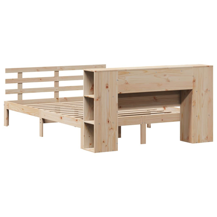 Pat cu bibliotecă fără saltea, 135x190 cm, lemn masiv de pin WALTI
