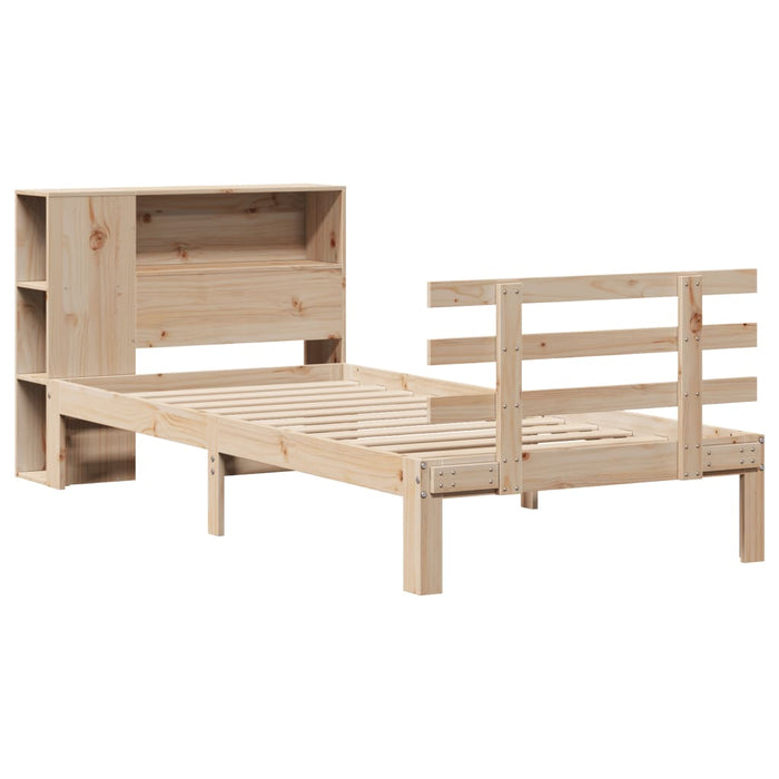 Pat cu bibliotecă fără saltea, 75x190 cm, lemn masiv de pin - WALTI WALTI
