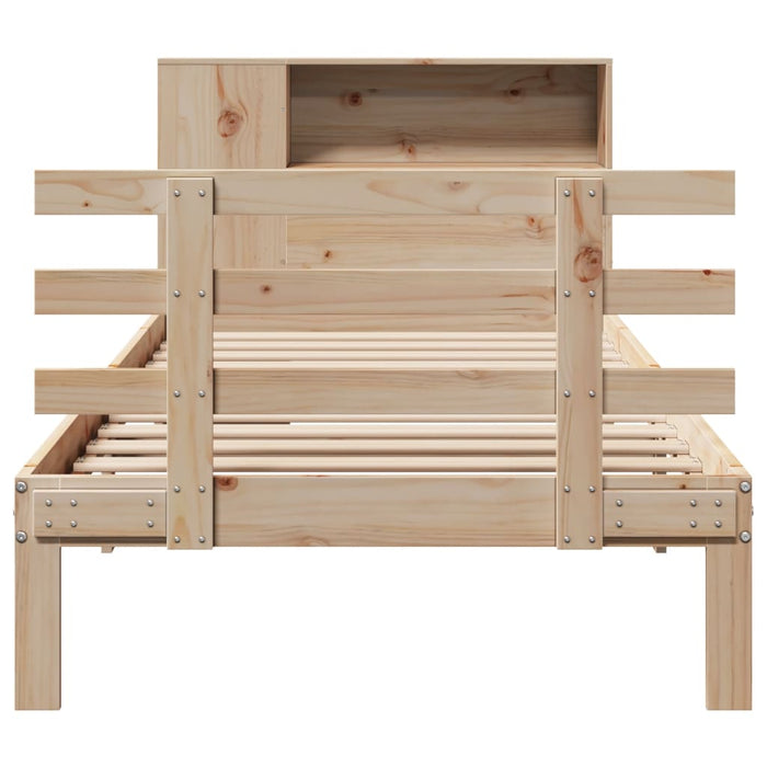 Pat cu bibliotecă fără saltea, 75x190 cm, lemn masiv de pin - WALTI WALTI