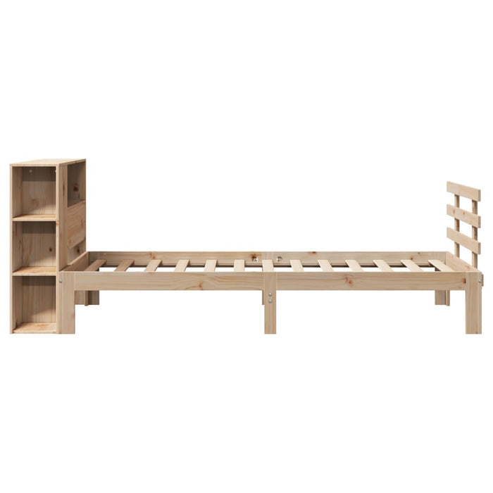 Pat cu bibliotecă fără saltea, 75x190 cm, lemn masiv de pin - WALTI WALTI