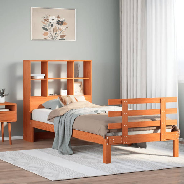 Pat bibliotecă fără saltea maro ceruit 75x190 cm lemn masiv pin - WALTI WALTI