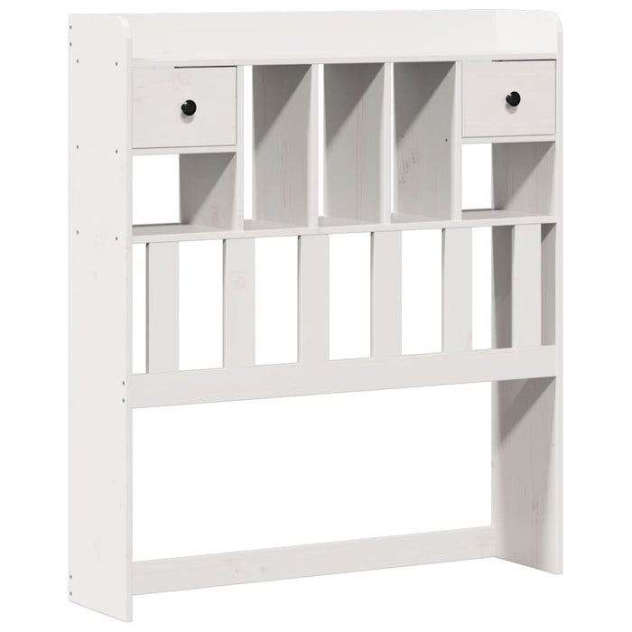 Pat cu bibliotecă fără saltea, alb, 90x190 cm, lemn masiv pin - WALTI WALTI