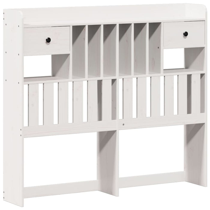 Pat cu bibliotecă fără saltea, alb, 135x190 cm, lemn masiv pin - WALTI WALTI