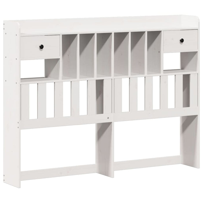 Pat cu bibliotecă fără saltea, alb, 150x200 cm, lemn masiv pin - WALTI WALTI