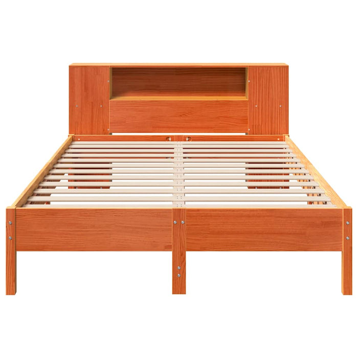 Pat cu bibliotecă fără saltea maro 135x190 cm lemn masiv de pin - WALTI WALTI