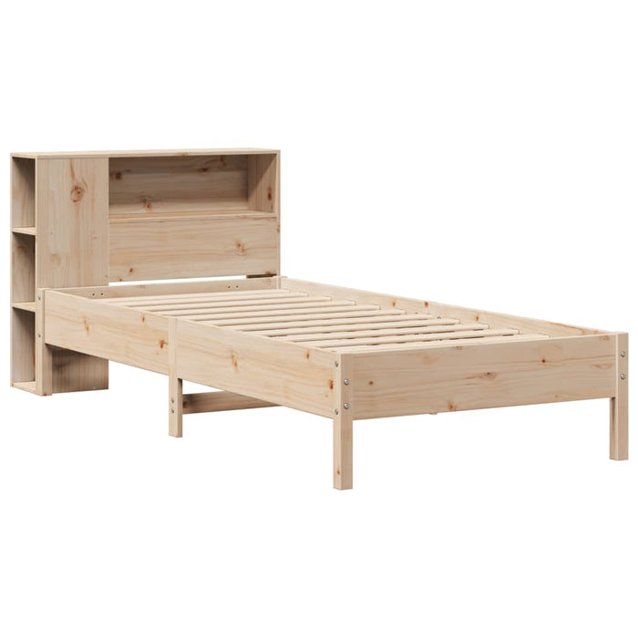 Pat cu bibliotecă fără saltea, 75x190 cm, lemn masiv de pin - WALTI WALTI