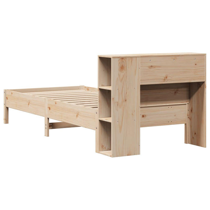 Pat cu bibliotecă fără saltea, 75x190 cm, lemn masiv de pin - WALTI WALTI