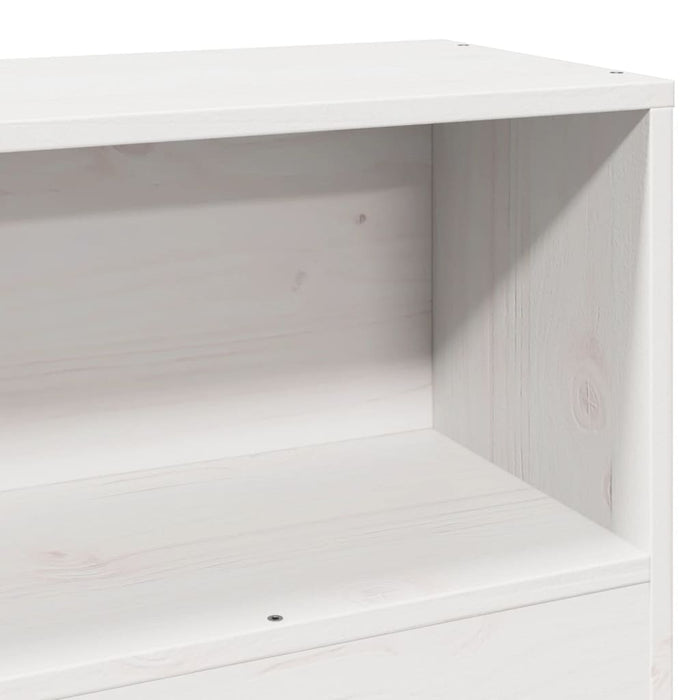 Pat cu bibliotecă fără saltea, alb, 75x190 cm, lemn masiv pin - WALTI WALTI