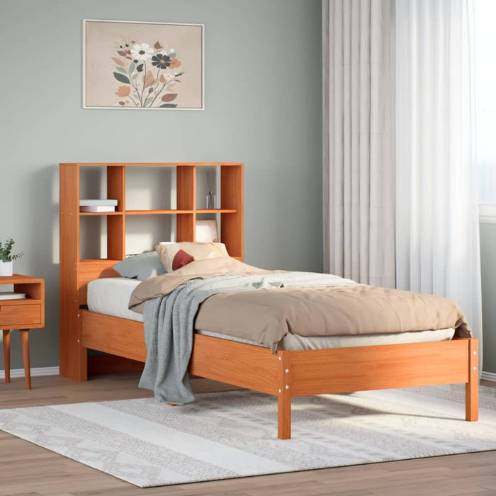 Pat bibliotecă fără saltea maro ceruit 75x190 cm lemn masiv pin - WALTI WALTI