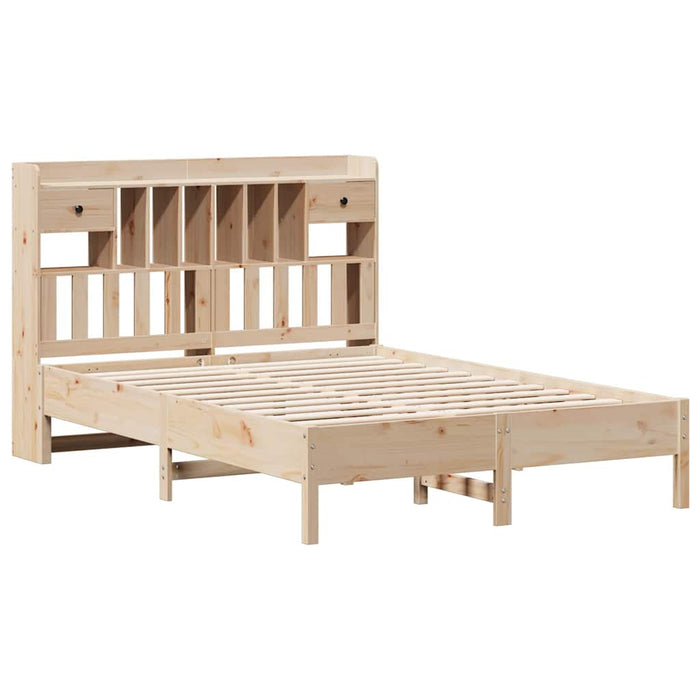 Pat cu bibliotecă fără saltea, 135x190 cm, lemn masiv de pin WALTI