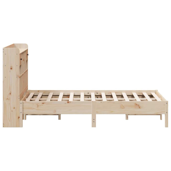 Pat cu bibliotecă fără saltea, 135x190 cm, lemn masiv de pin WALTI