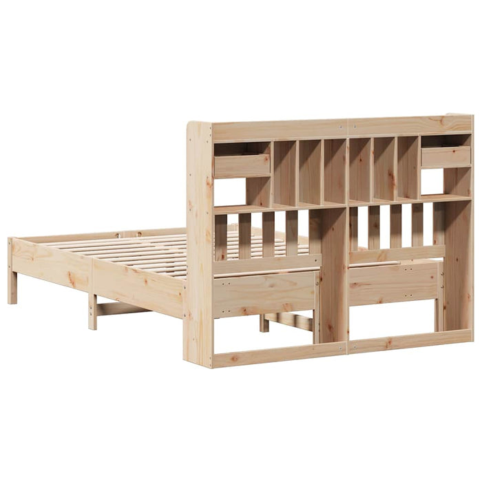 Pat cu bibliotecă fără saltea, 135x190 cm, lemn masiv de pin WALTI