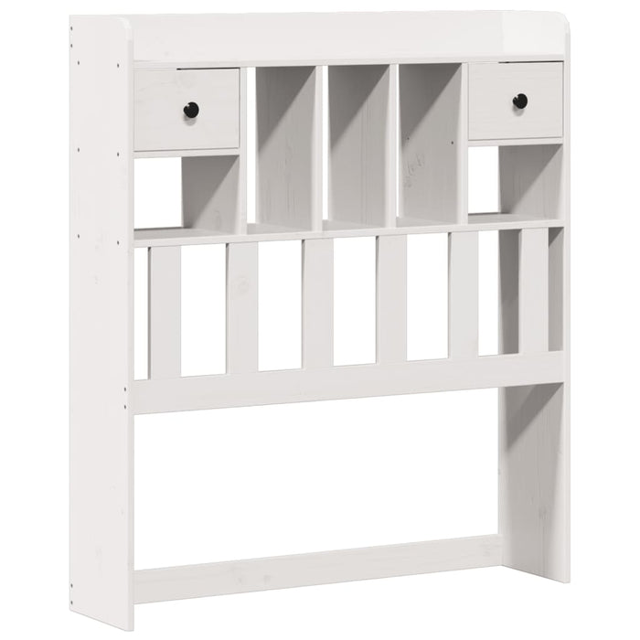 Pat cu bibliotecă fără saltea, alb, 90x190 cm, lemn masiv pin WALTI