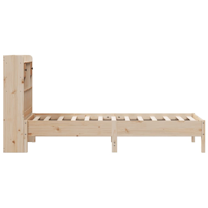 Pat cu bibliotecă fără saltea, 75x190 cm, lemn masiv de pin WALTI