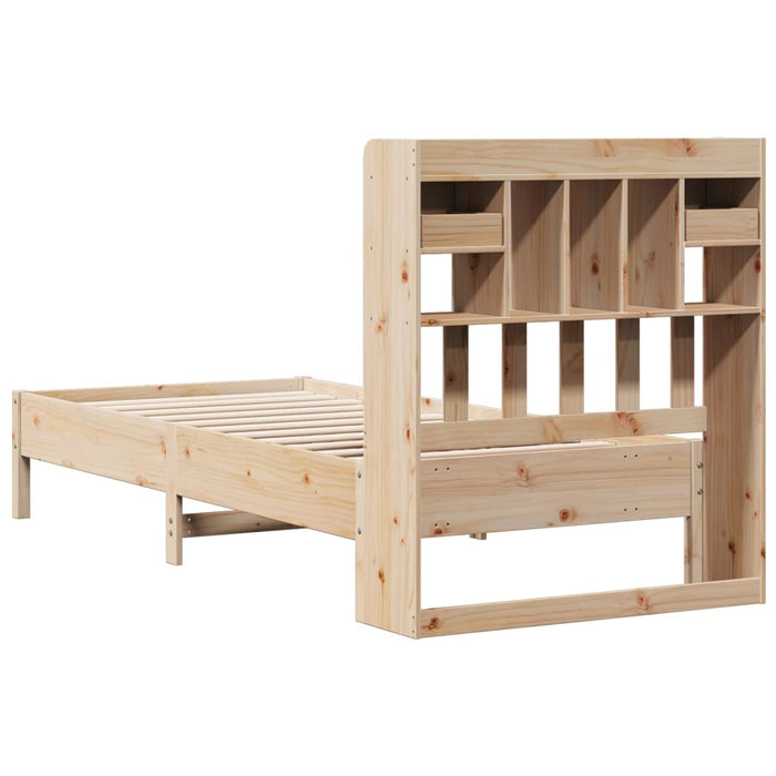 Pat cu bibliotecă fără saltea, 75x190 cm, lemn masiv de pin WALTI