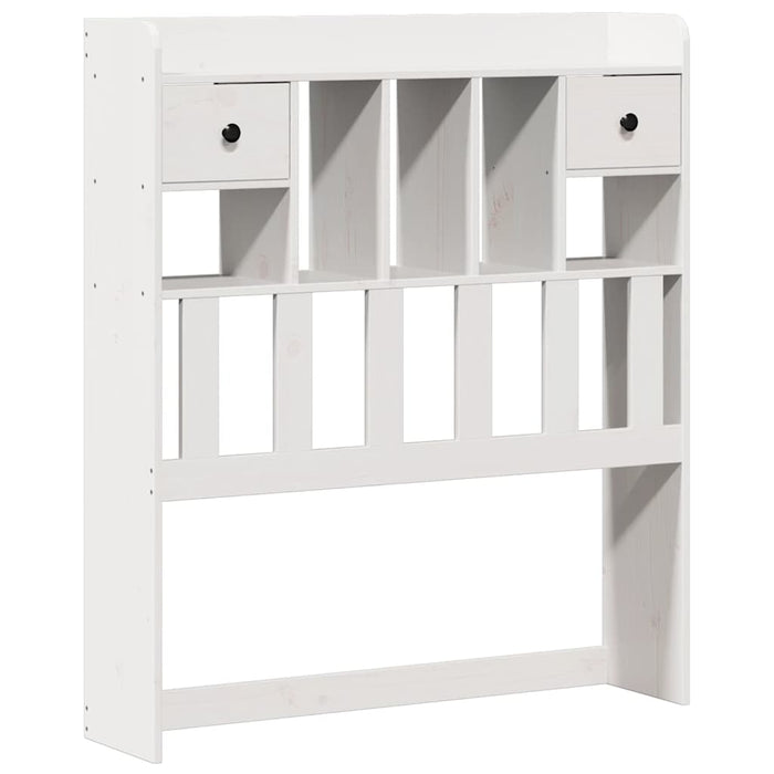 Pat cu bibliotecă fără saltea, alb, 75x190 cm, lemn masiv pin - WALTI WALTI