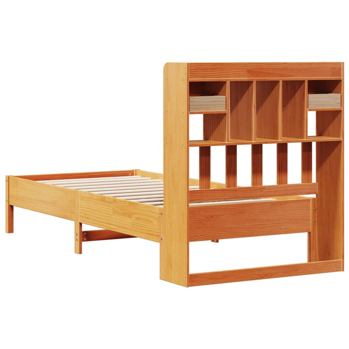 Pat bibliotecă fără saltea maro ceruit 75x190 cm lemn masiv pin - WALTI WALTI