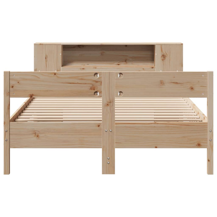 Pat cu bibliotecă fără saltea, 135x190 cm, lemn masiv de pin WALTI