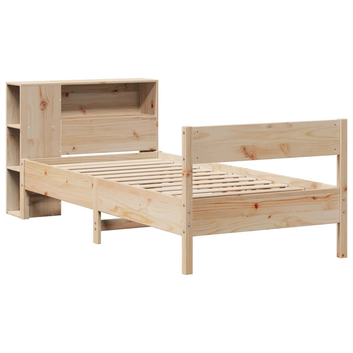 Pat cu bibliotecă fără saltea, 75x190 cm, lemn masiv de pin - WALTI WALTI