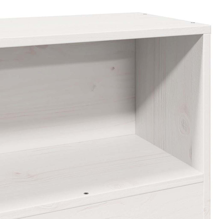 Pat cu bibliotecă fără saltea, alb, 75x190 cm, lemn masiv pin - WALTI WALTI