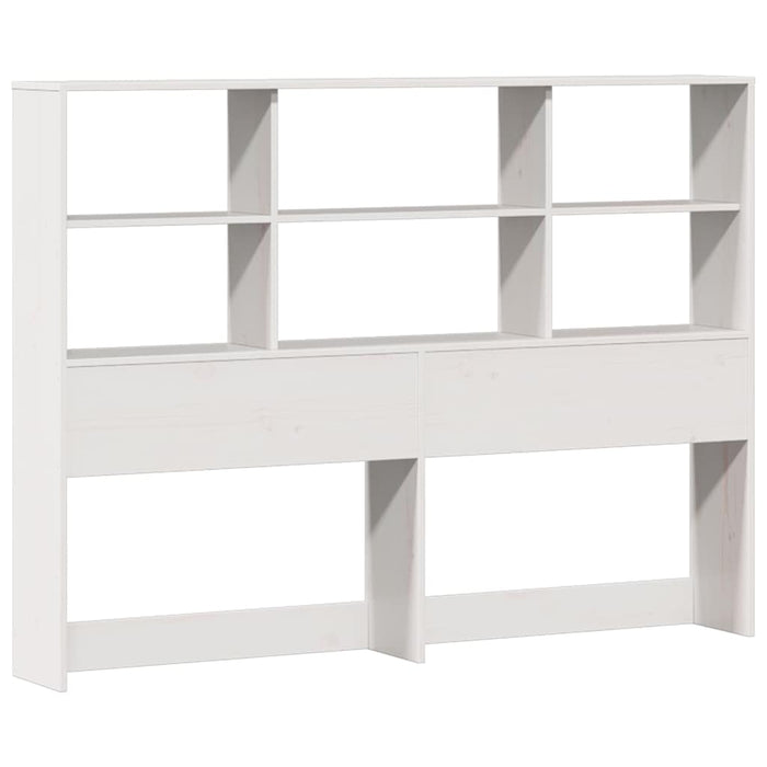 Pat cu bibliotecă fără saltea, alb, 160x200 cm, lemn masiv pin - WALTI WALTI