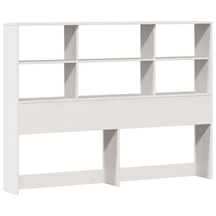 Pat cu bibliotecă fără saltea, alb, 140x190 cm, lemn masiv pin WALTI