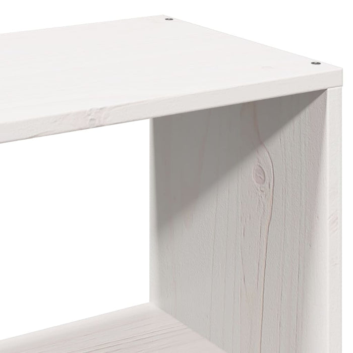 Pat cu bibliotecă fără saltea, alb, 140x190 cm, lemn masiv pin WALTI