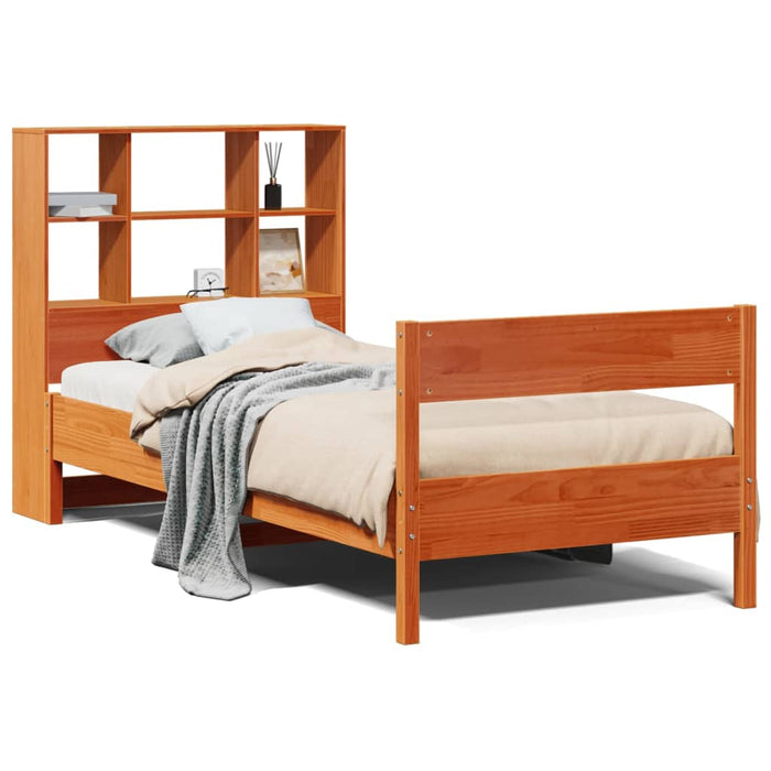 Pat bibliotecă fără saltea maro ceruit 75x190 cm lemn masiv pin - WALTI WALTI