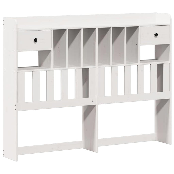 Pat cu bibliotecă fără saltea, alb, 140x200 cm, lemn masiv pin - WALTI WALTI